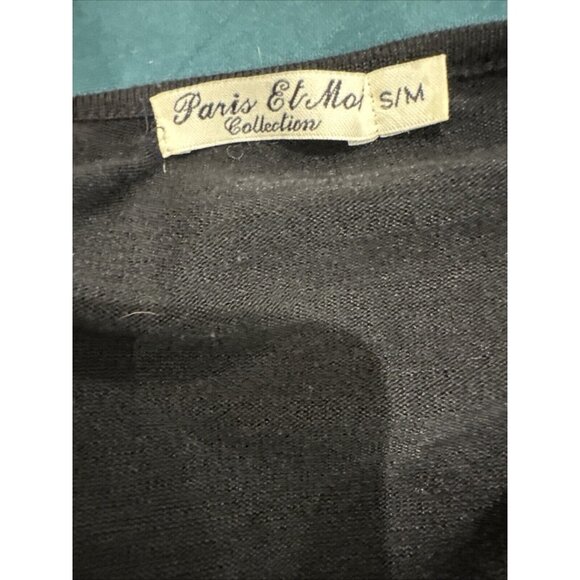 Paris El Moi Collection Black Tassel-Trim Poncho S/M Lightweight - Picture 5 of 8